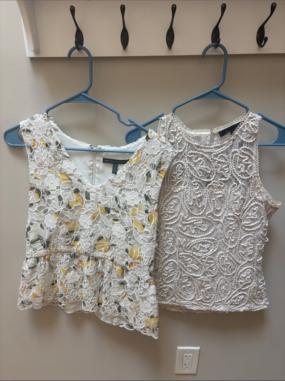 White House Black Market White Floral Lace Camisole with Yellow Accents